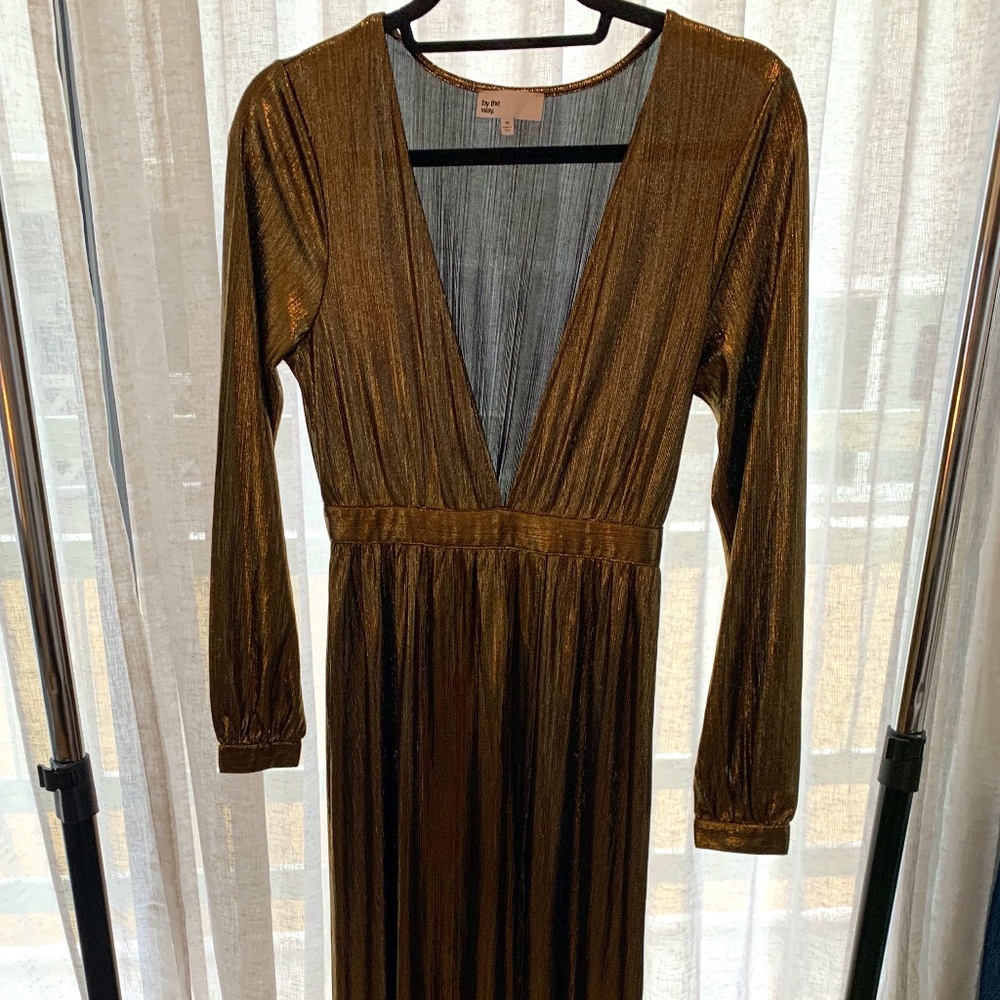 Gold Metallic Maxi Party Dress